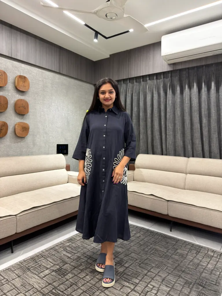 Midnight Bloom Flex Cotton Dress