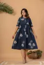 Midnight Leaf Cotton Dress