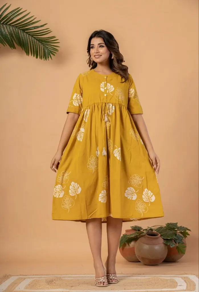 Sunshine Leaf Cotton Dress