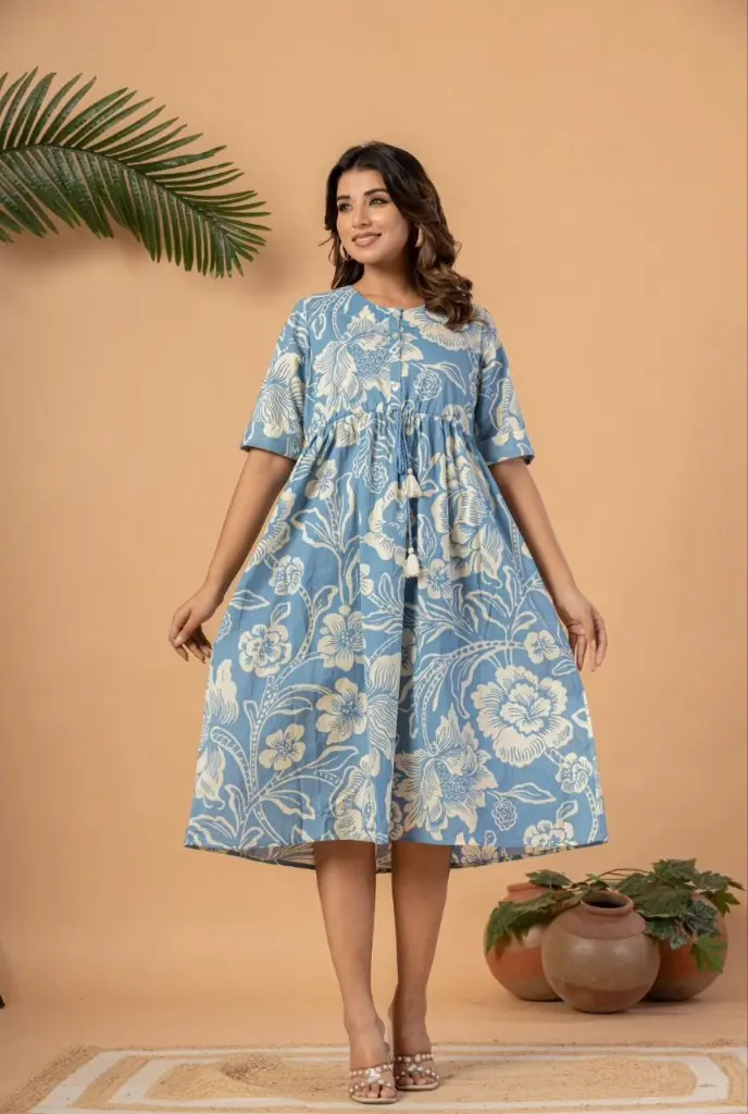 Sky Bloom Cotton Dress