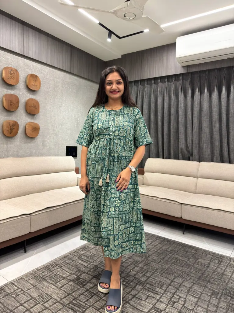 Emerald Ajrakh Cotton Dress
