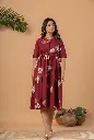 Crimson Leaf Cotton Dress
