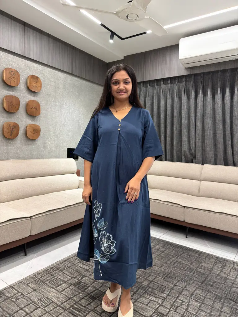 Indigo Bloom Flex Cotton Dress