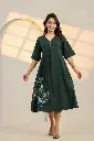 Emerald Bloom Flex Cotton Dress