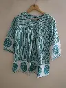 Teal Blossom Stripe Cotton Top