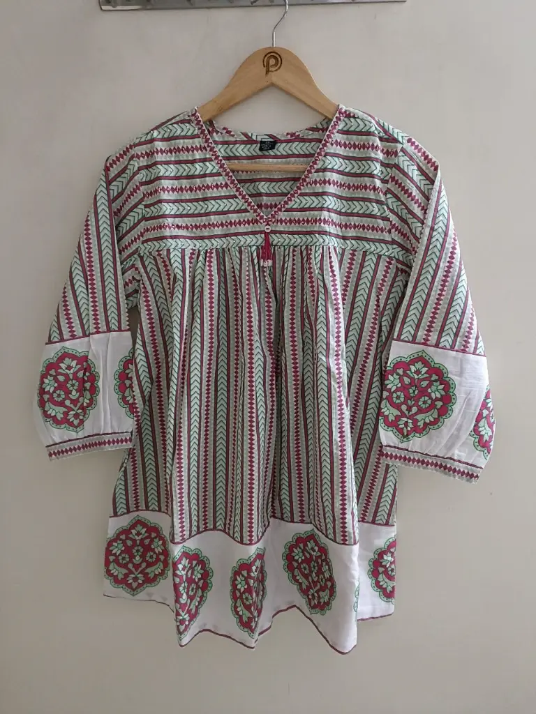 Rose Mint Blossom Cotton Top