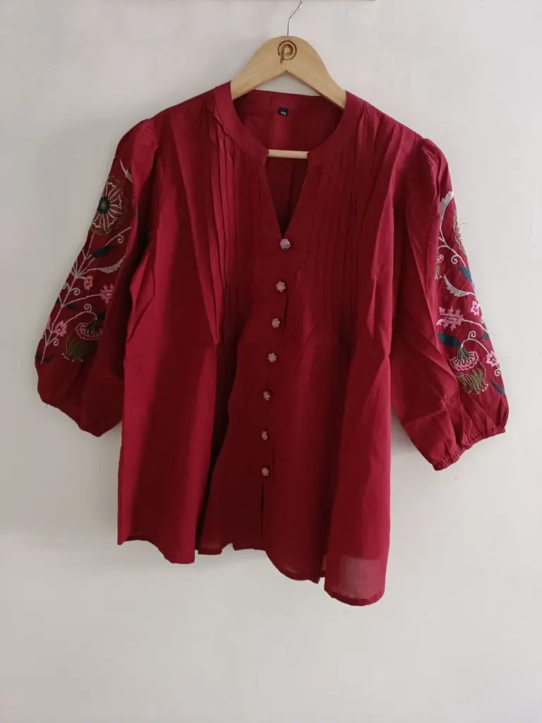 Ruby Bloom Pleated Cotton Top