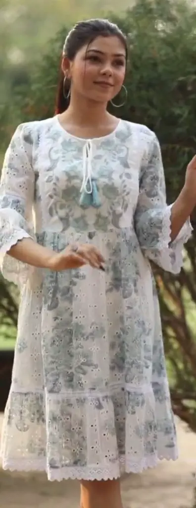 Mint Blossom Dobby Cotton Dress