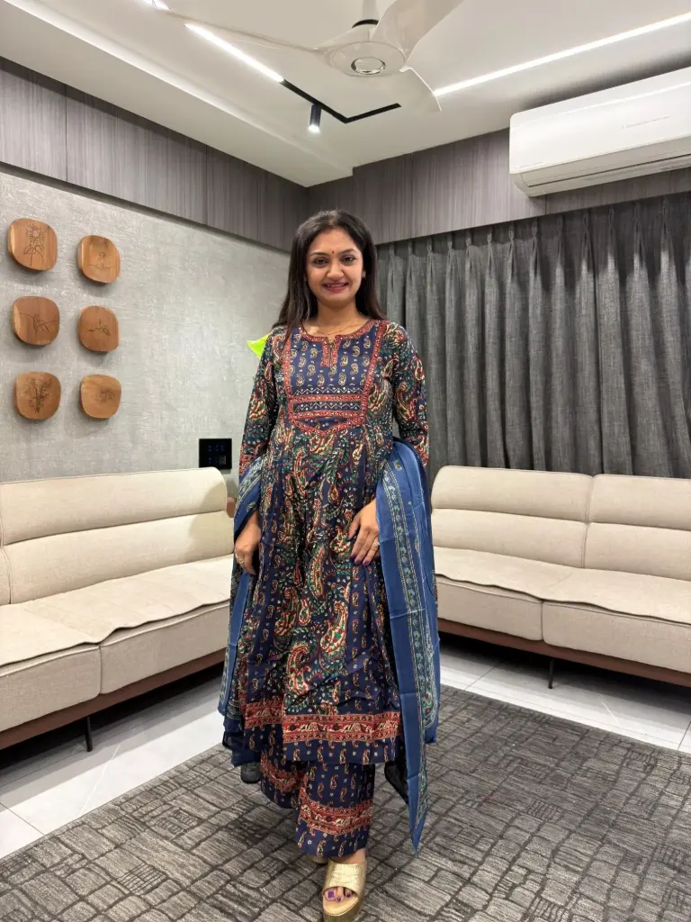 Royal Crimson Ajrakh Cotton Suit Set