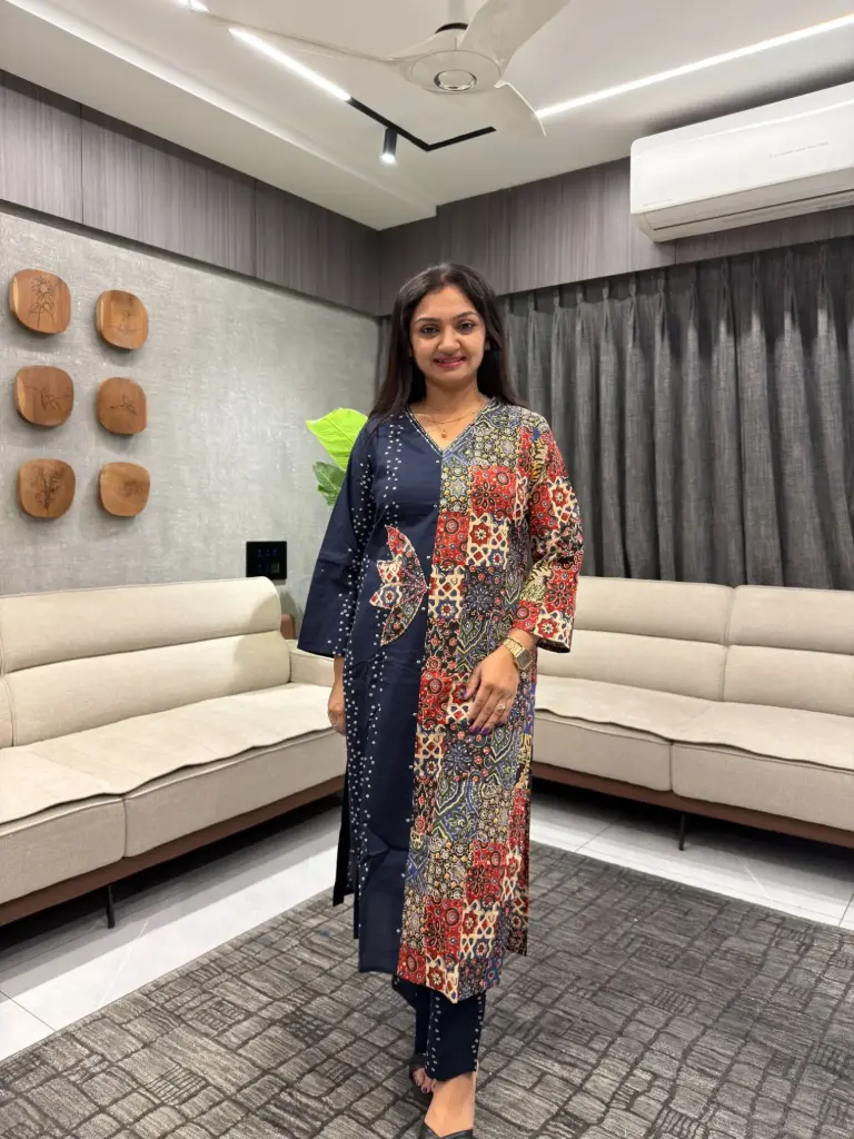 Indigo Fusion Handwork Kurta Set