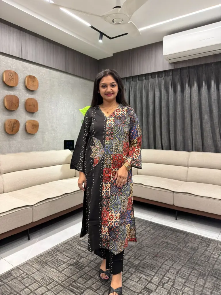 Black Heritage Bandhani Ajrakh Set