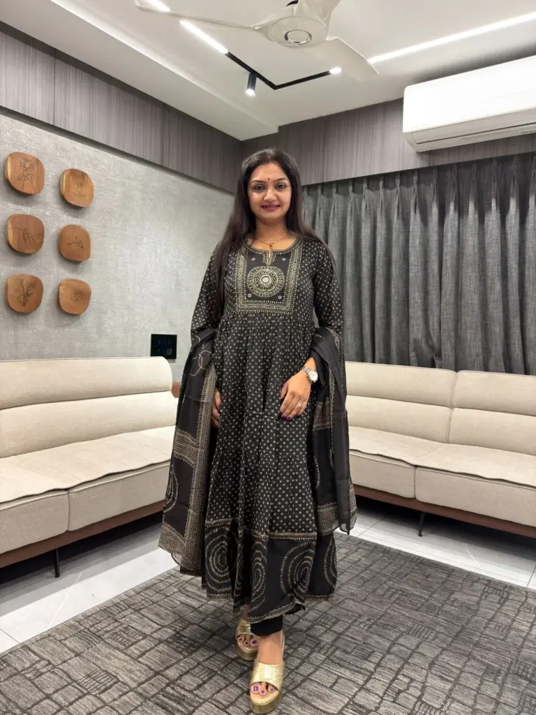 Noir Ajrakh Cotton 3-Piece Set