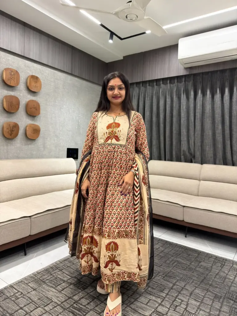 Floral Ajrakh Cotton 3-Piece Set