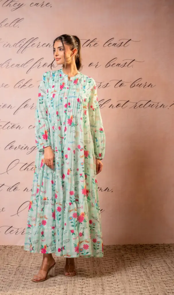 Pastel Garden Pleated Dress