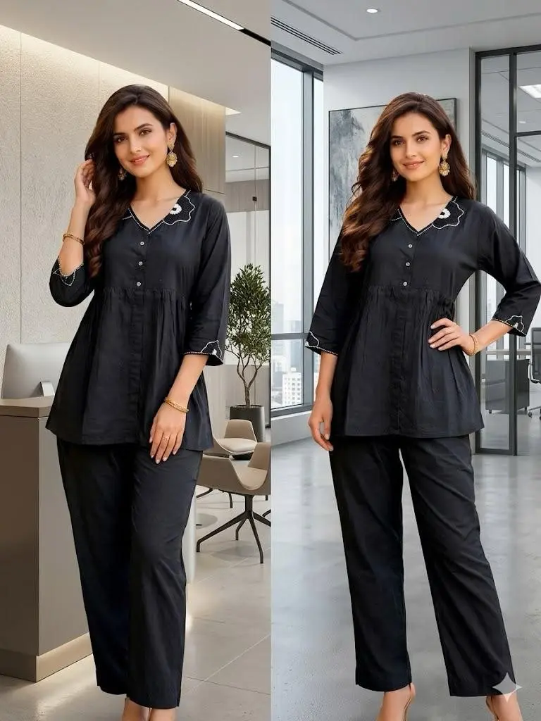 Midnight Elegance Cotton Co-ord Set