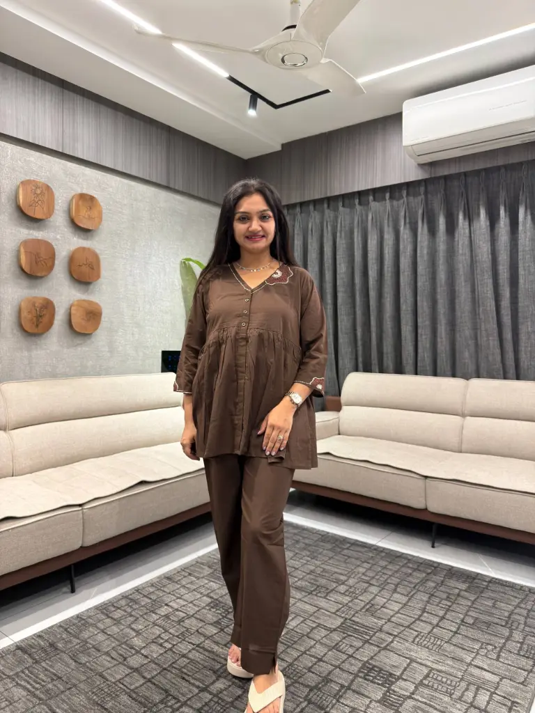 Cocoa Elegance Cotton Co-ord Set