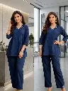 Navy Elegance Cotton Co-ord Set