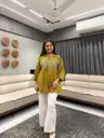 Mustard Ajrakh Charm Cotton Top