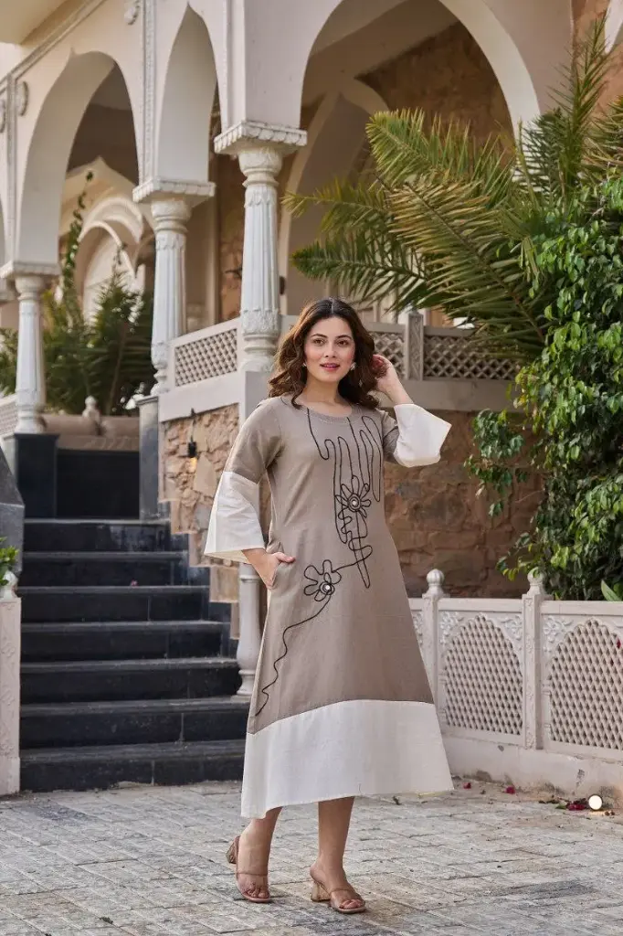 Earthy Elegance Cotton Dress