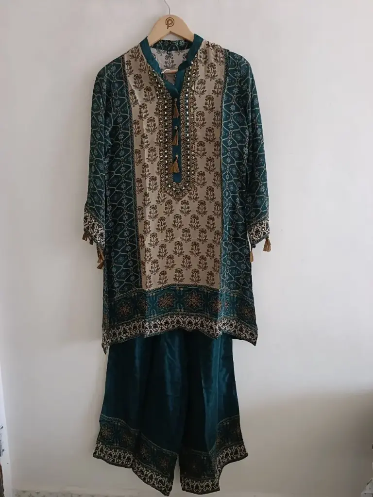 Emerald Ajrakh Crepe Set