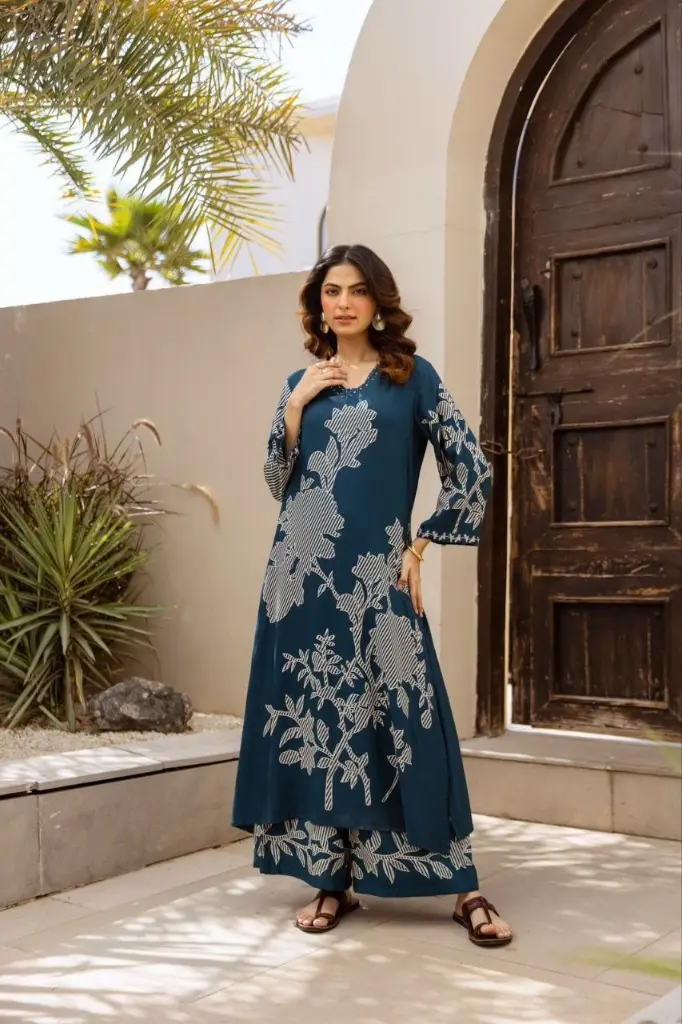 Teal Bloom Rayon Set