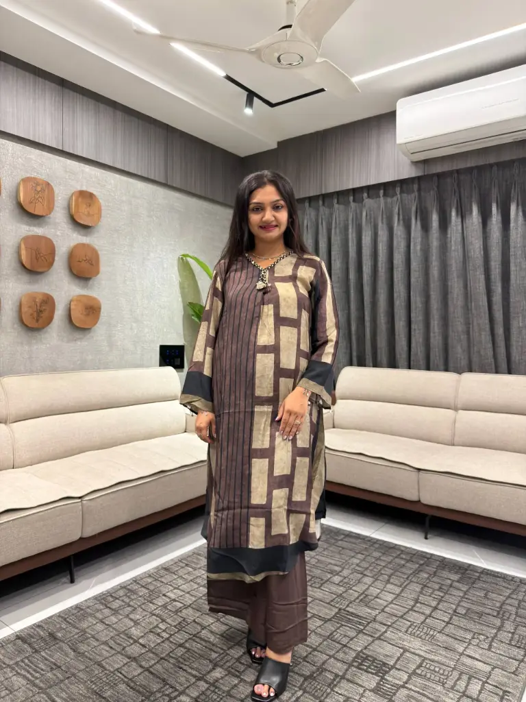 Cocoa Contrast Kurta Set