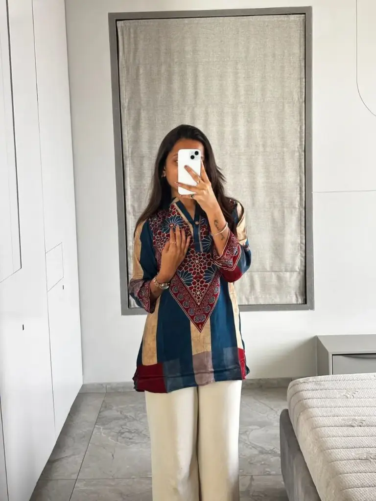 Royal Mosaic Ajrakh Crepe Top