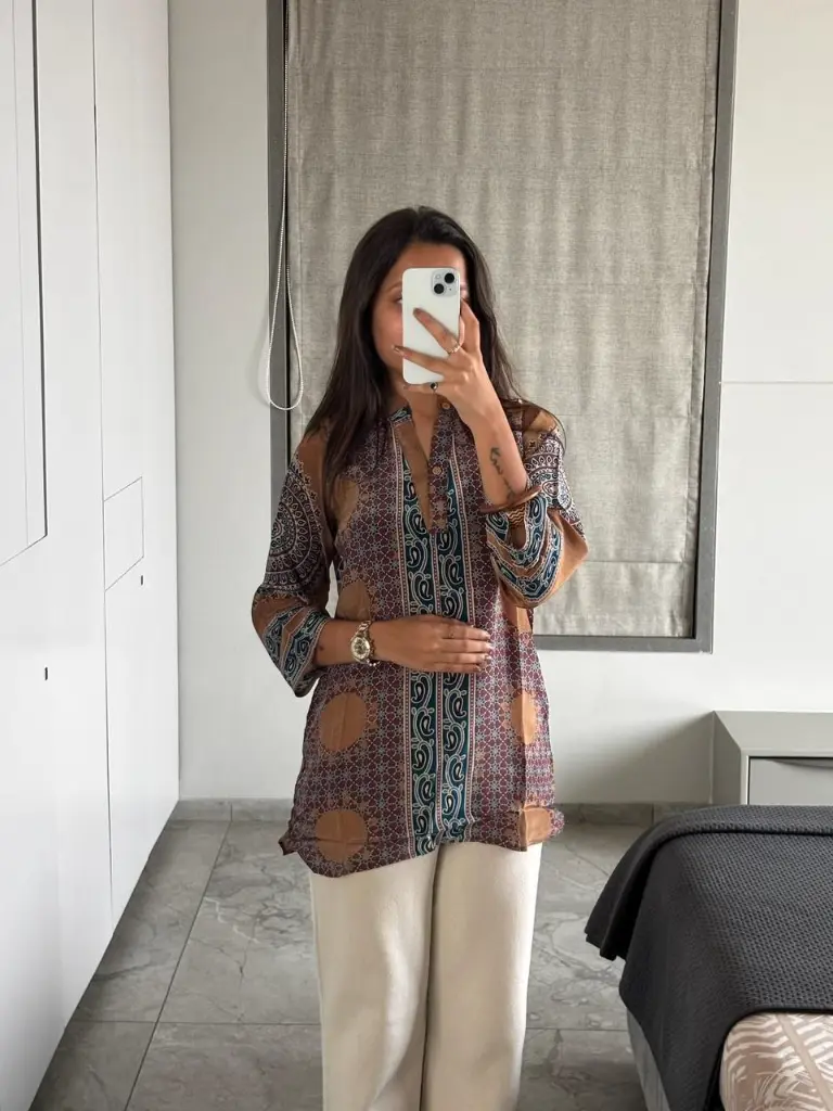 Rustic Mosaic Ajrakh Crepe Top