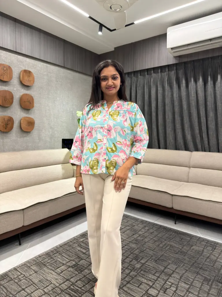 Aqua Bloom Cotton Top