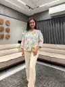 Aqua Bloom Cotton Top