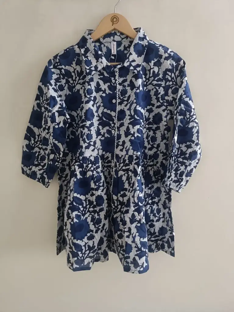 Indigo Bloom Cotton Tunic