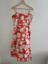 Orange Floral Spaghetti Cotton Dress