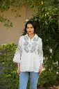 White Floral Embroidered Mull Cotton Top