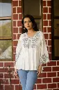 White Schiffli Embroidered Mull Mull Cotton Top
