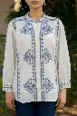 Ivory Bloom Embroidered Mull Cotton Top