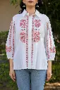 Ivory Rust Embroidered Shirt Top
