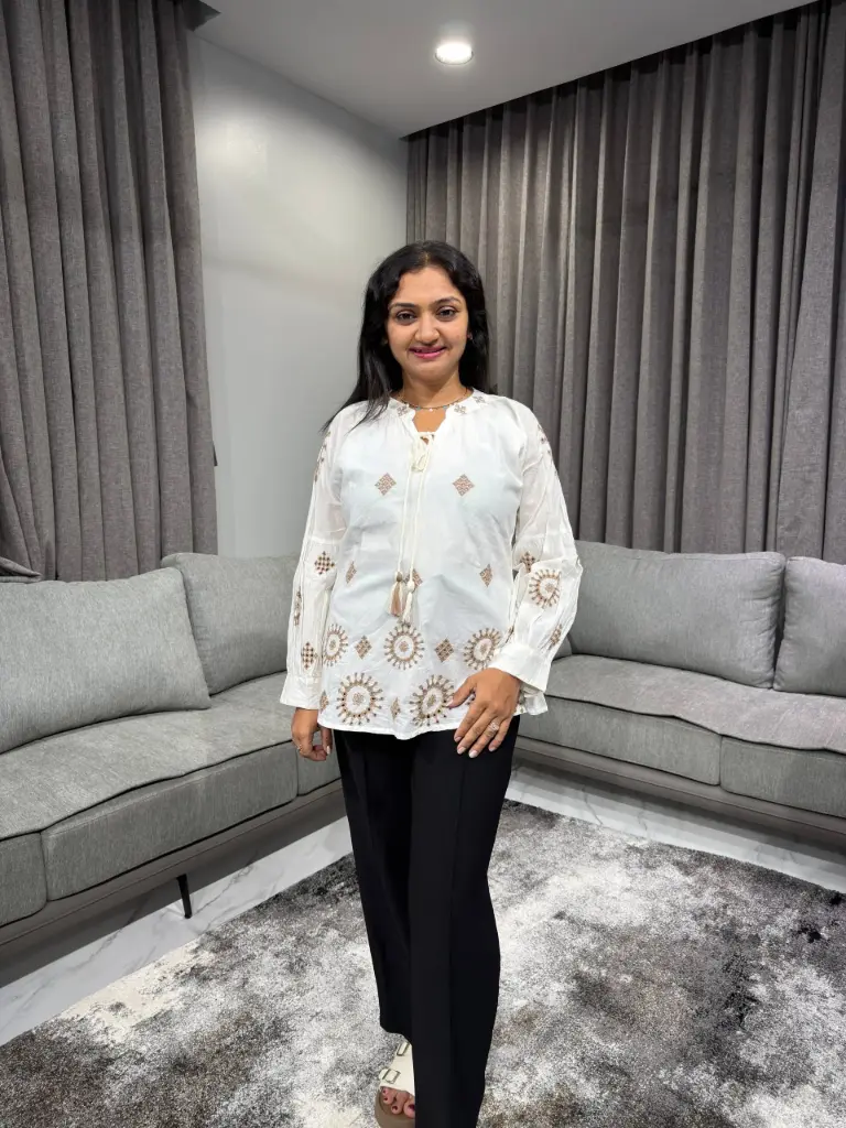 Ivory Heritage Embroidered Mull Top