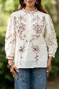 Ivory Bloom Embroidered Cotton Top