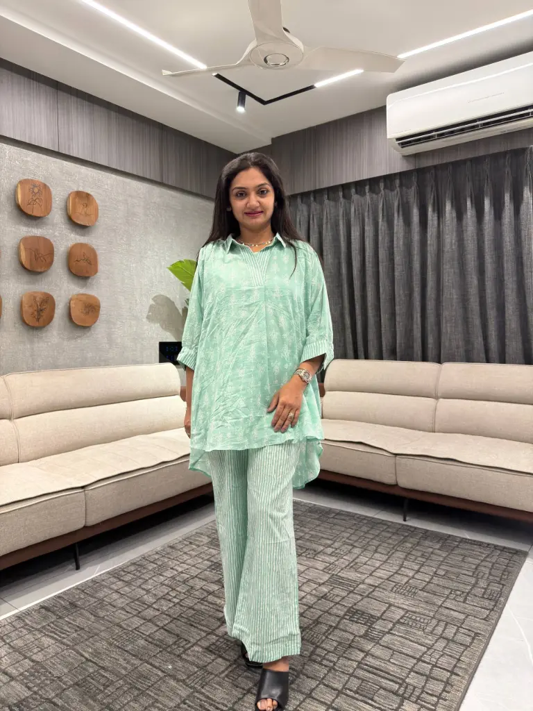 Mint Breeze Mull Cotton Co-Ord Set
