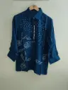Blue Bandhani Print Natural Crepe Shirt