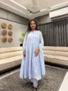 Sky Blue Mull Mull Cotton 3-Piece Set