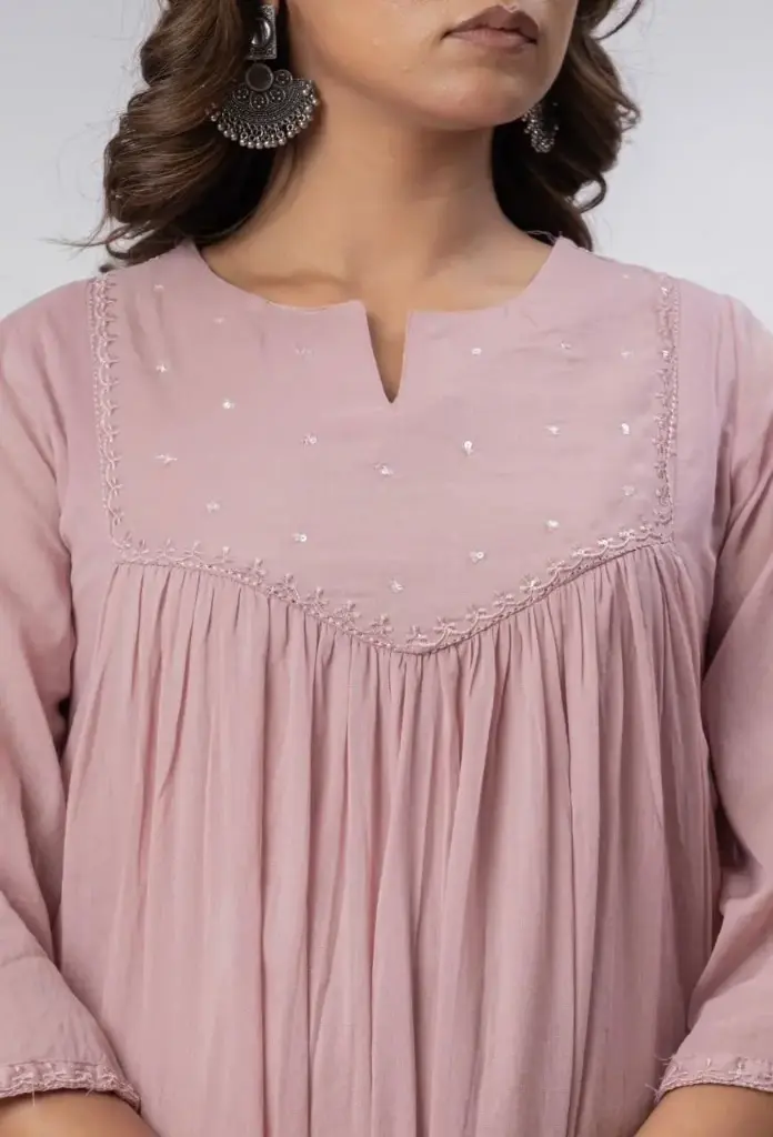 Dusty Pink Mull Mull Cotton Kurta Set