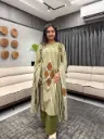 Olive Stripe Cotton Kurta Palazzo Set
