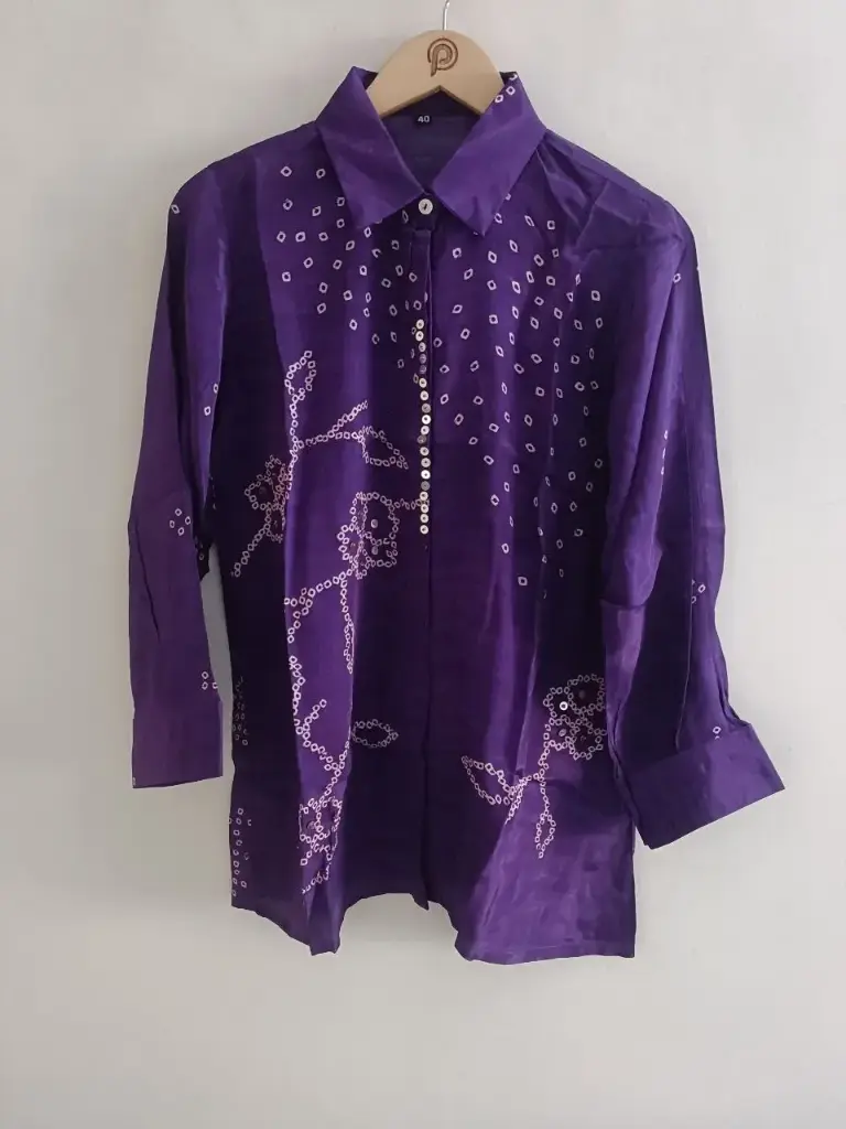 Royal Purple Bandhani Crepe Shirt
