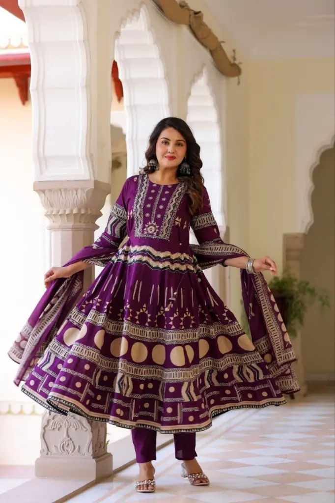 Royal Plum Anarkali Set