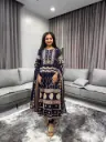 Midnight Royal Geometric Anarkali Set