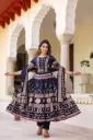 Midnight Royal Geometric Anarkali Set