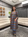 Teal Rust Zigzag Mirror Work Kurta Set