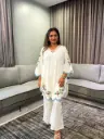 Ivory Bloom Embroidered Mull Cotton Co-ord Set