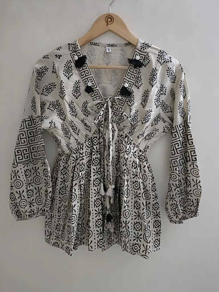 Monochrome Tribal Muse Mull Cotton Top